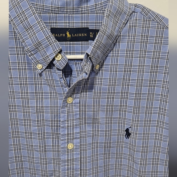 Polo Ralph Lauren Men's Adult Sz XL Button Shirt Long Sleeve Plaid Blue B10 - Picture 3 of 4
